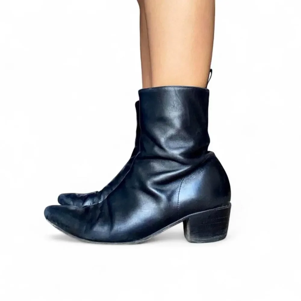 Rare Vintage Italian Mark Astbury BeatWear Black Leather Ankle Boots Size 10
